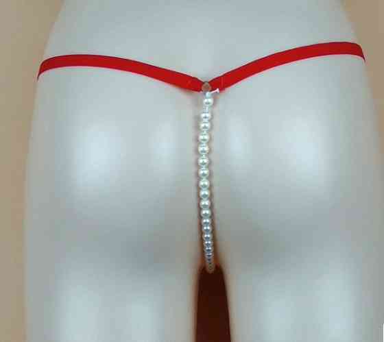 Труси з перлами та сердечком one size червоний Київ