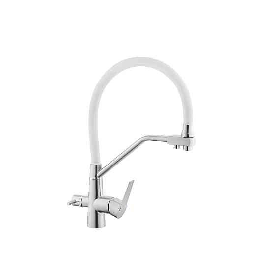 Змішувач для кухні з підключенням до фільтра Kroner KRP Edelstahl Klassisch - ESG03817WHI білий/сатин Київ