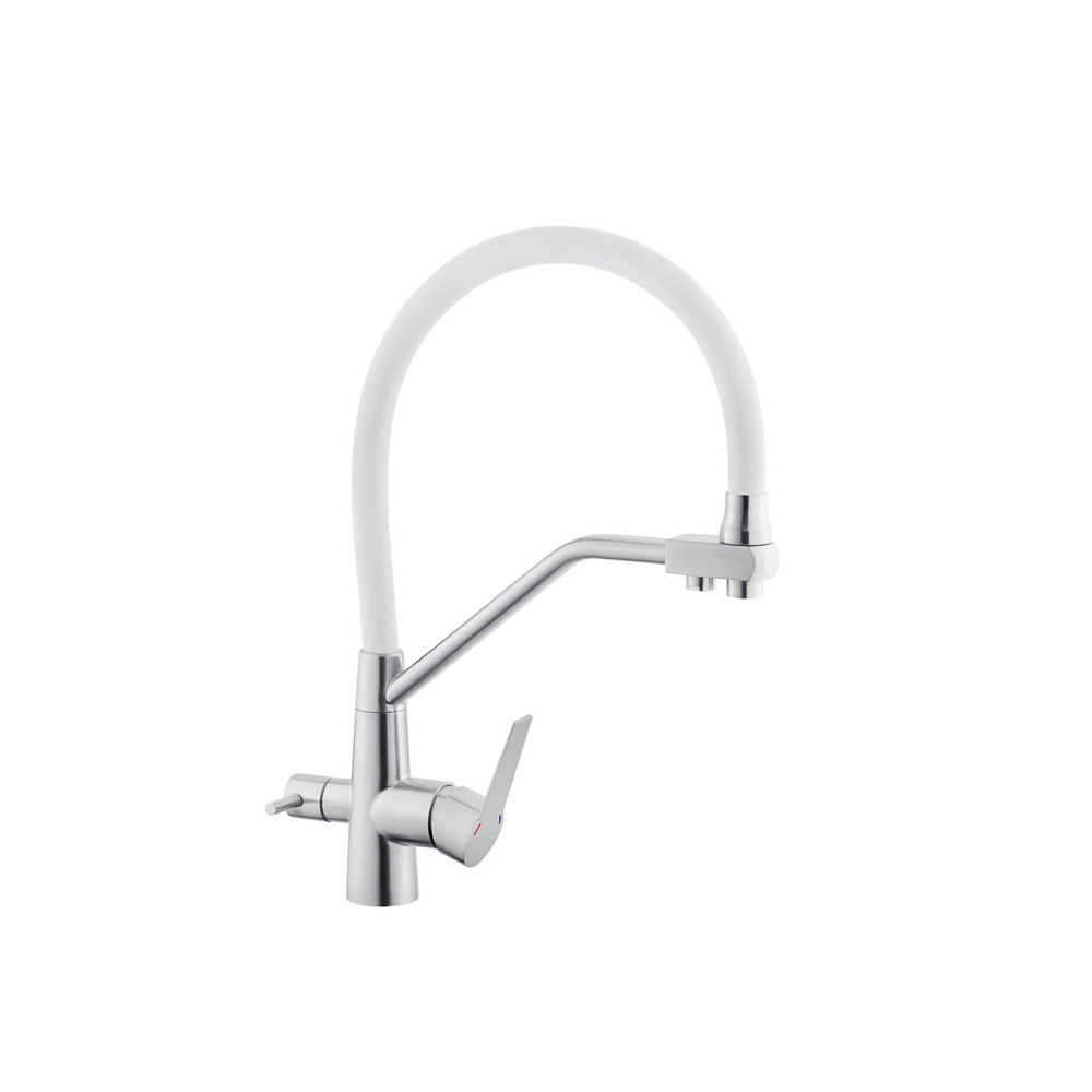 Смеситель для кухни с подключением к фильтру Kroner KRP Edelstahl Klassisch - ESG03817WHI белый/сатин Киев - изображение 4
