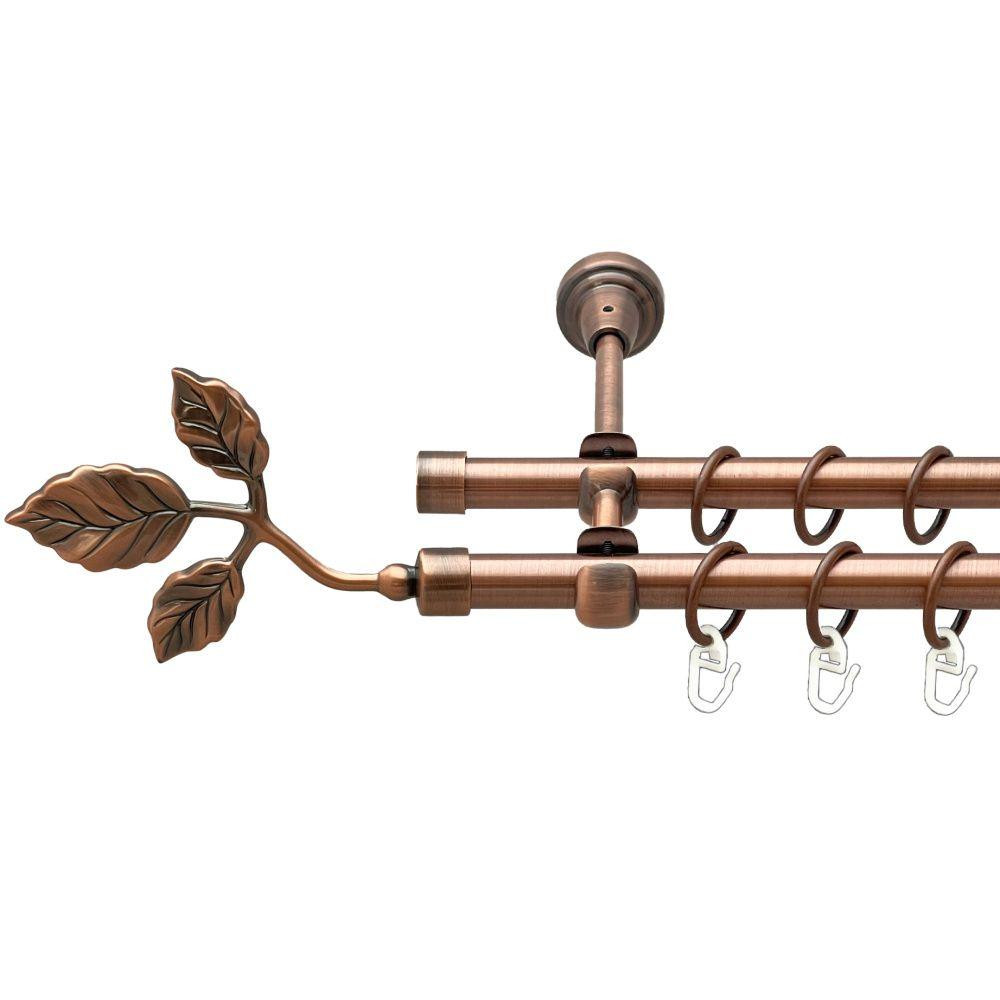 Карниз Orvit Тоскана металевий дворядний відкритий гладка труба кільце металеве Мідь 16\16 мм 140 см (00-00020743) Львів - фото 1