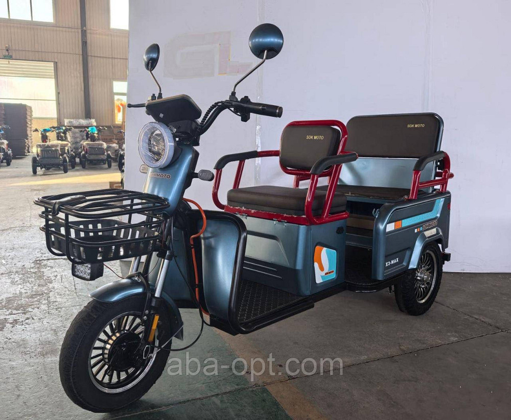 Електричний трицикл з кузовом SOK X3 МАХ 2000W-72V-28Ah шини 10" купити в інтернет-магазині Одеса - фото 1