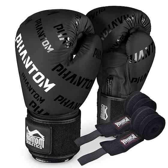 Боксерські рукавиці Phantom APEX Velcro Black 12 унцій (Бінті 4м. у подарунок) Кам'янське