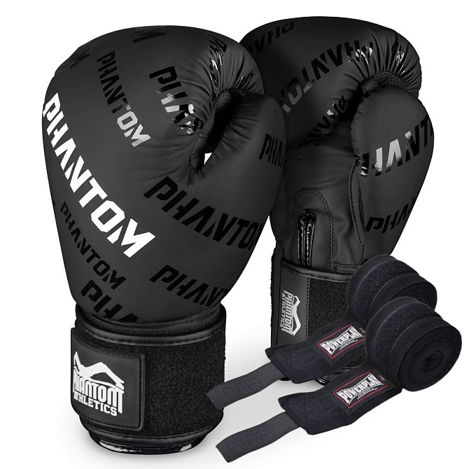 Боксерські рукавиці Phantom APEX Velcro Black 12 унцій (Бинти 4м. в подарунок) Каменское - изображение 1