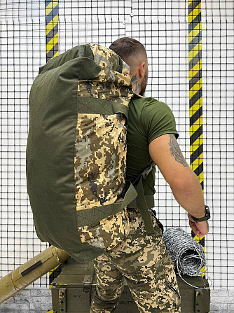 Сумка баул тактическая армейская походная 3 в 1 на 65 л рюкзак для военных и туристов усиленный Киев - изображение 13