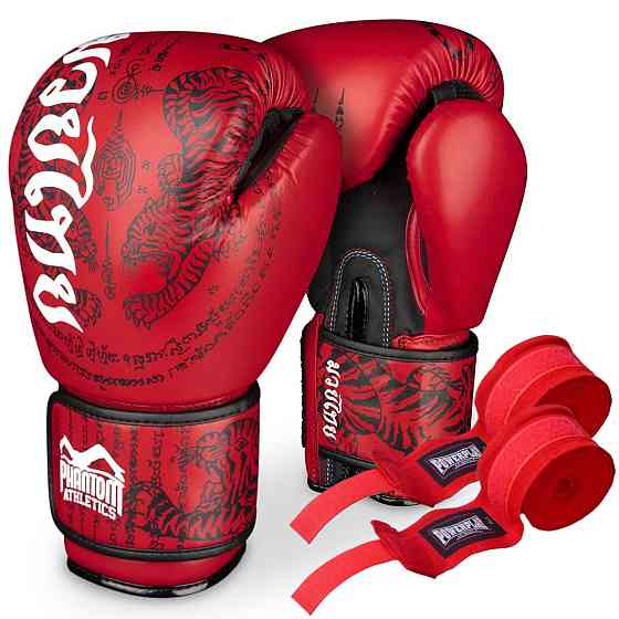 Боксерські рукавиці Phantom Muay Thai Red 12 унцій (бинти в подарунок) Каменское