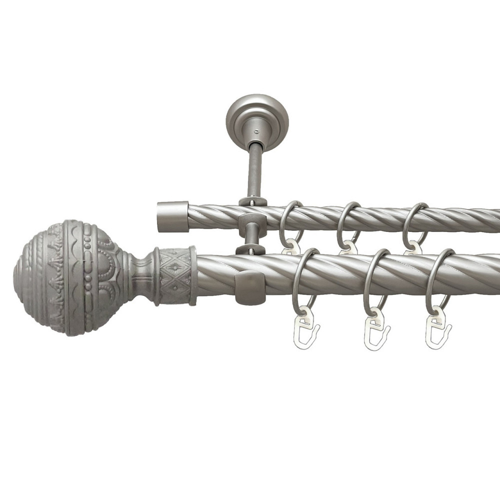 Карниз Orvit Арабеска металевий дворядний відкритий скручена труба кільце металеве Сатин 25\16 мм 200 см Львов - изображение 1