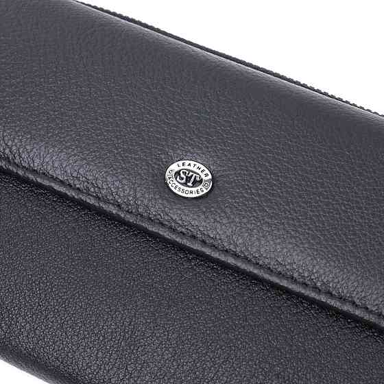 Жіноче портмоне з блоком для карт з натуральної шкіри ST Leather 22698 Чорний Київ