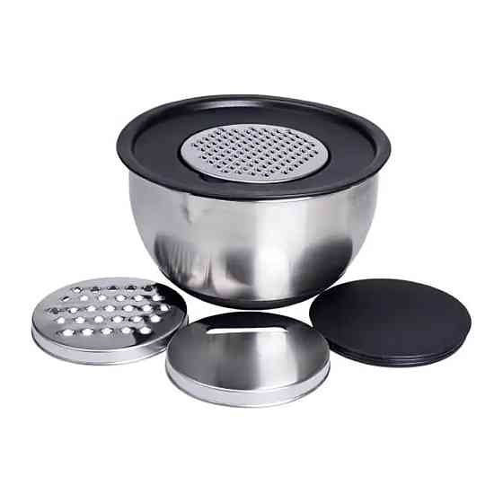 Набір мисок з нержавіючої сталі з кришками і терками салатники з нержавійки 3 штуки 2.5 л/2 л/1 Коломыя