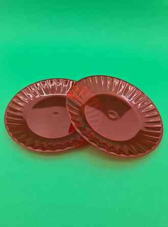 Тарілка 205 мм склоподібна, червона, 10 шт/уп Харків