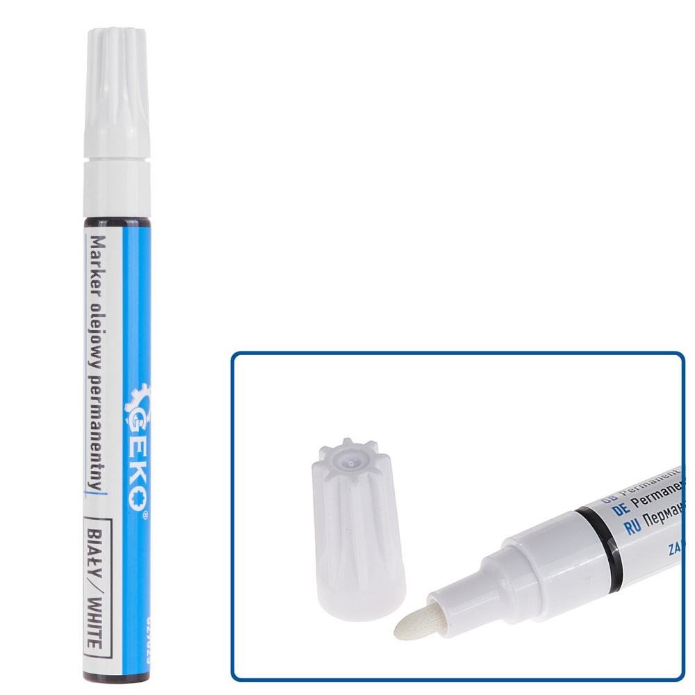 Маркер олійний для маркування шин / скла / металу перманентний білий "GeKo" Киев - изображение 1