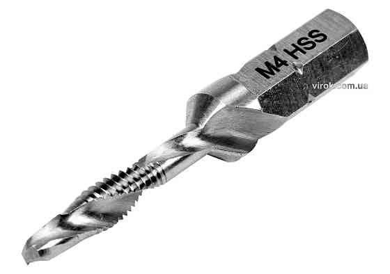 Свердло-мітчик YATO М4 х 0.7 мм, HSS М2, HEX-1/4", l= 39/6 мм [20/200] Одеса