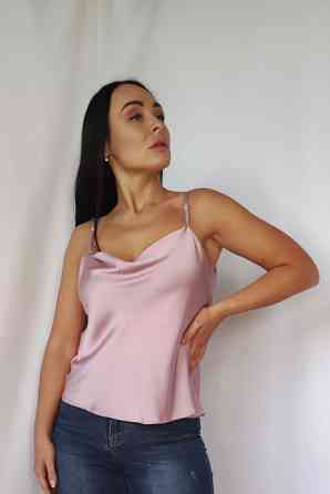 Базовая шелковая майка женская хомут Пудровый 4XL Харьков