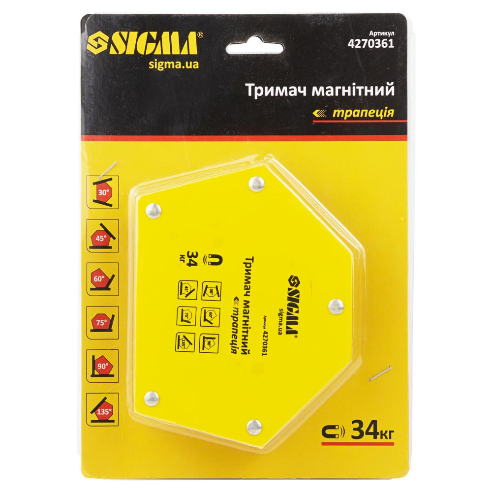 Sigma Магнит для сварки трапеция 34кг 105×65×65×45мм (30,45,60,75,90,135°) SIGMA (4270361) Киев - изображение 4
