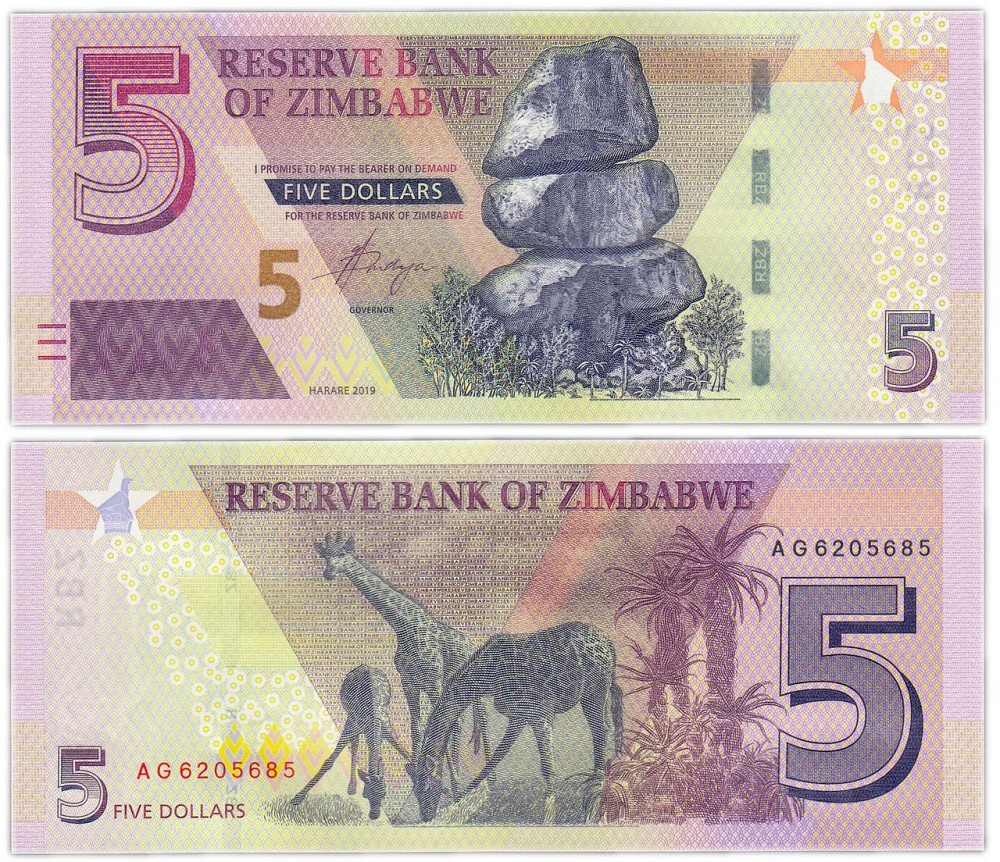 Зімбабве, 5 доларів 2019 року UNC Полтава - фото 1