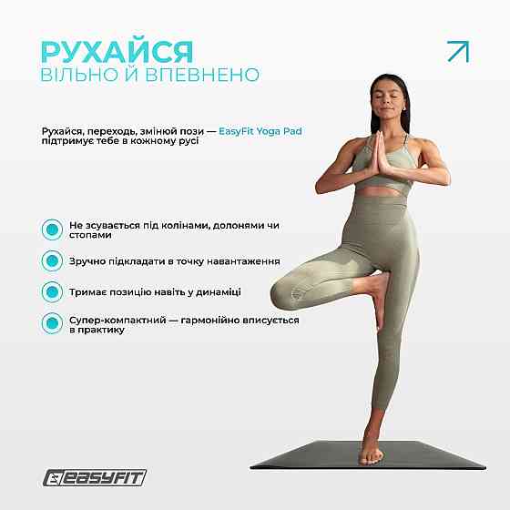 Міні-мат для йоги EasyFit Yoga Pad каучук 3,5 мм Чорний Коломия