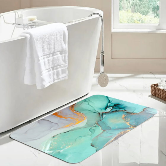 Набор ковриков и шторки для ванной комнаты и душа, комплект шторки и коврики в ванную, бирюзовый цвет Каменец-Подольский