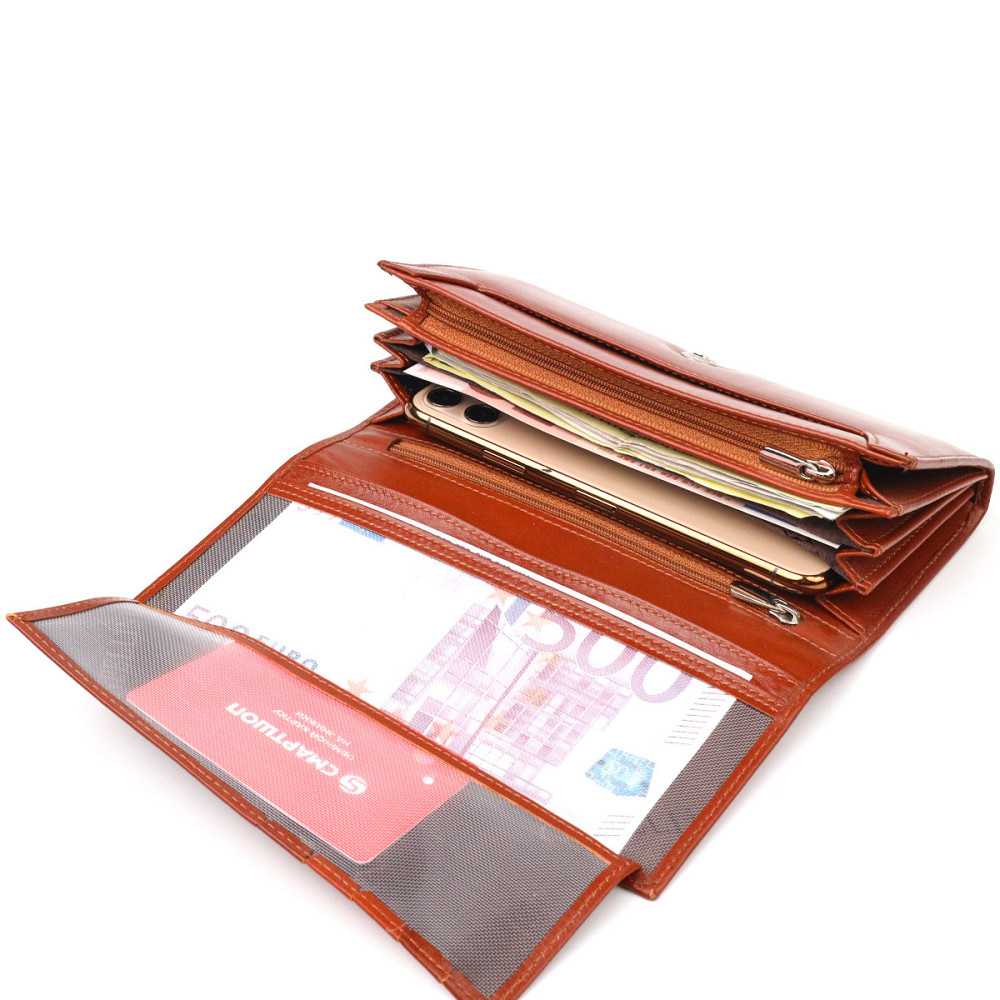 Женский кожаный кошелек для карт купюр и монет CANPELLINI 21532 Коричневый Киев - изображение 17