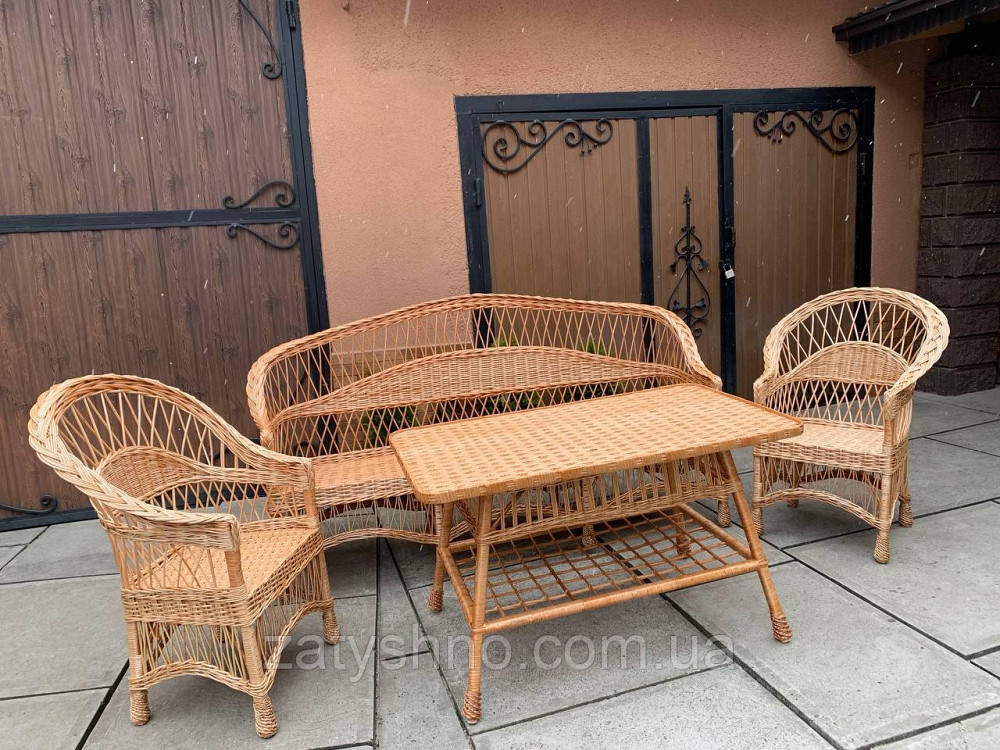 Плетені меблі з лози з великим диваном (200 довжина) Київ - фото 5