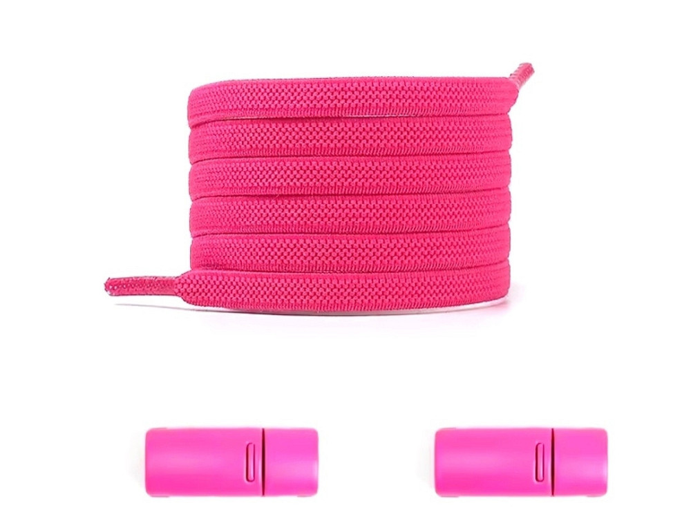 Еластичні шнурки без зав'язок з магнітними застібками в один колір 5 мм  Яскраво-рожевий Сміла - фото 2