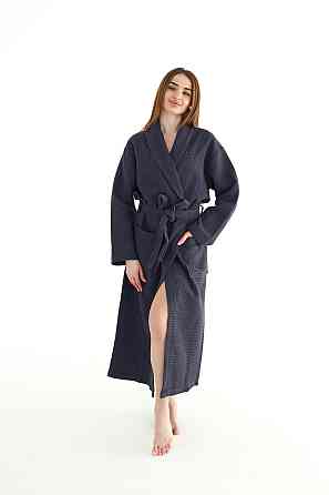 Чоловічий вафельний халат Ideal Textile довгий темно-сірий (56860614) 3XL Чернівці
