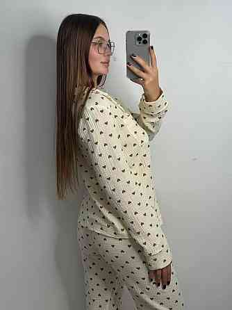 Женский комплект из натуральной ткани Сердечки, Желтый, M-L Харьков