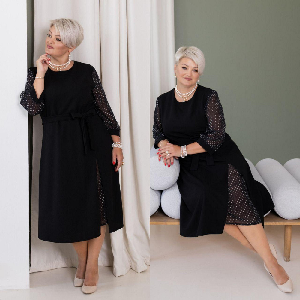 Женское стильное праздничное платье шифон+креп дайвинг 52/54 Одесса - изображение 7