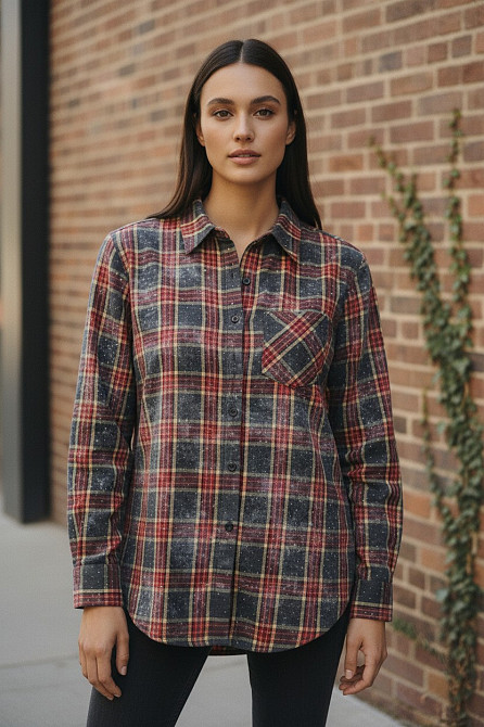 Жіноча сорочка в клітинку з камінчиками Oversize Харків - фото 8