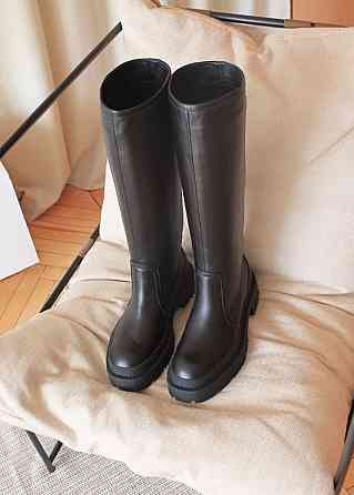 Olli Стильні чоботи зимові жіночі з натуральної шкіри на низькому ходу чорні теплі C-1-10203 р. Коломия