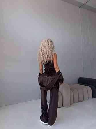 Жіночий велюровий комплект-трійка Шоколадний, 42/46 Харків