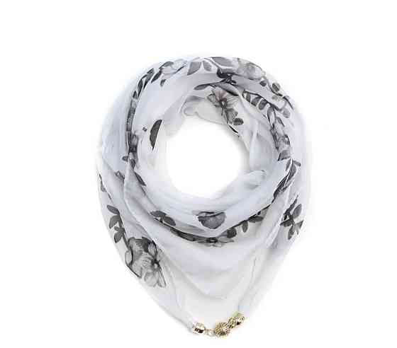 Шарф жіночий з магнітною застібкою Білий з чорним Сміла