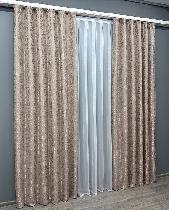 Комплект готових штор VR-Textil Льон мармур Pavliani VO № 1715ш світло-пудровий 100х270 см 2 шт (31-758) Київ - фото 4