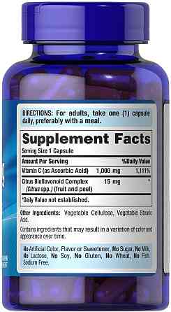 Вітамін С (аскорбінова кислота)  Puritan's Pride Vitamin C with Bioflavonoids 1000 мг 100 капс Київ