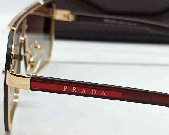 Брендовые мужские очки маска коричневый градиент в золотом металле. Киев