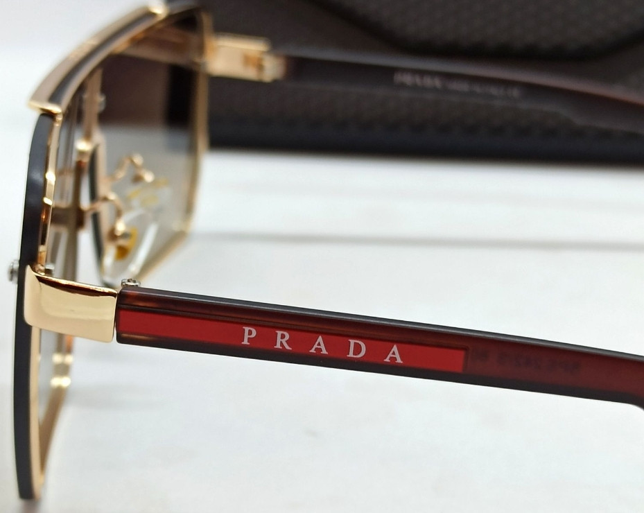 Брендовые мужские очки маска коричневый градиент в золотом металле. Киев - изображение 1