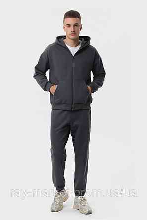 Костюм мужской худи на молнии и брюки Темно-серый  RAY PREMIUM LOOSE U0809 (U0809M-Dark Grey) Киев
