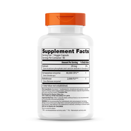 Натокіназа та серрапептаза Doctor's Best Best Natto-Serra 90 капсул Київ