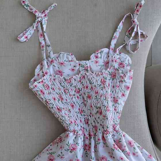 Женское стильное романтичное летнее мини платье софт принт Белый, 42/44 Одесса