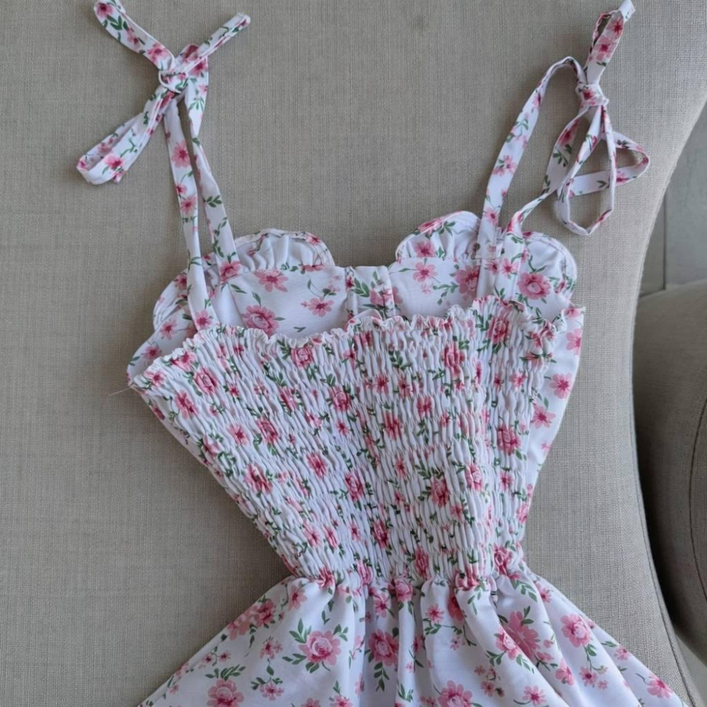 Женское стильное романтичное летнее мини платье софт принт Белый, 42/44 Одесса - изображение 4