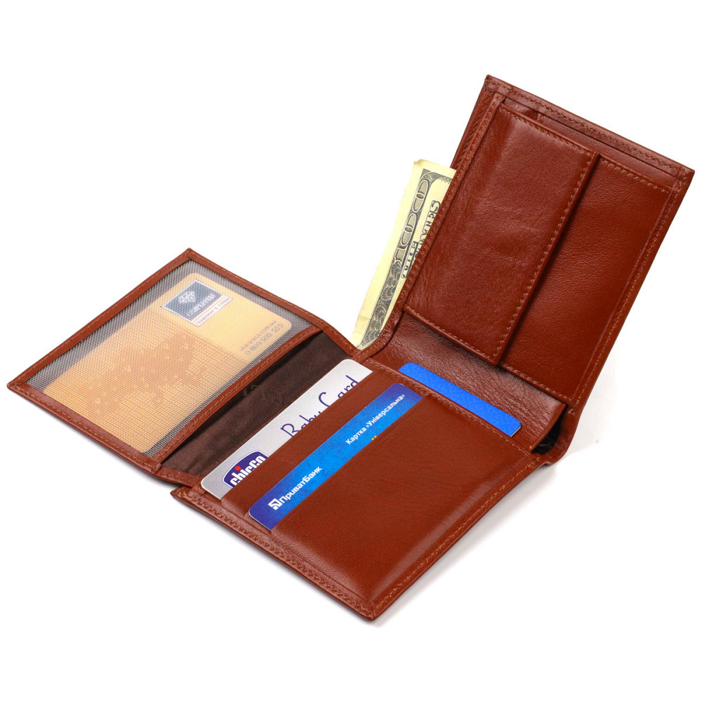 Мужское горизонтальное портмоне из натуральной гладкой кожи CANPELLINI 21780 Коричневое Киев - изображение 5