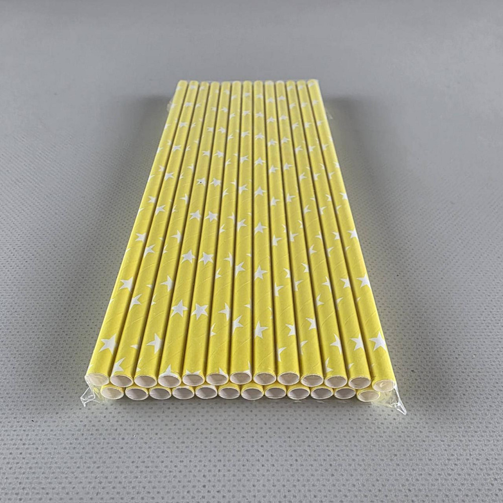Соломка трубочка паперова Ø 5 мм 20 см "Зірка" жовта 25 шт (1 пачка) Харків - фото 2