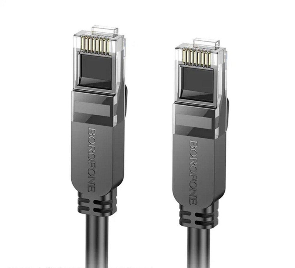 Інтернет кабель BOROFONE BUS01 Category 6 Gigabit патч-корд, колір чорний BUS01-10 Одеса - фото 1