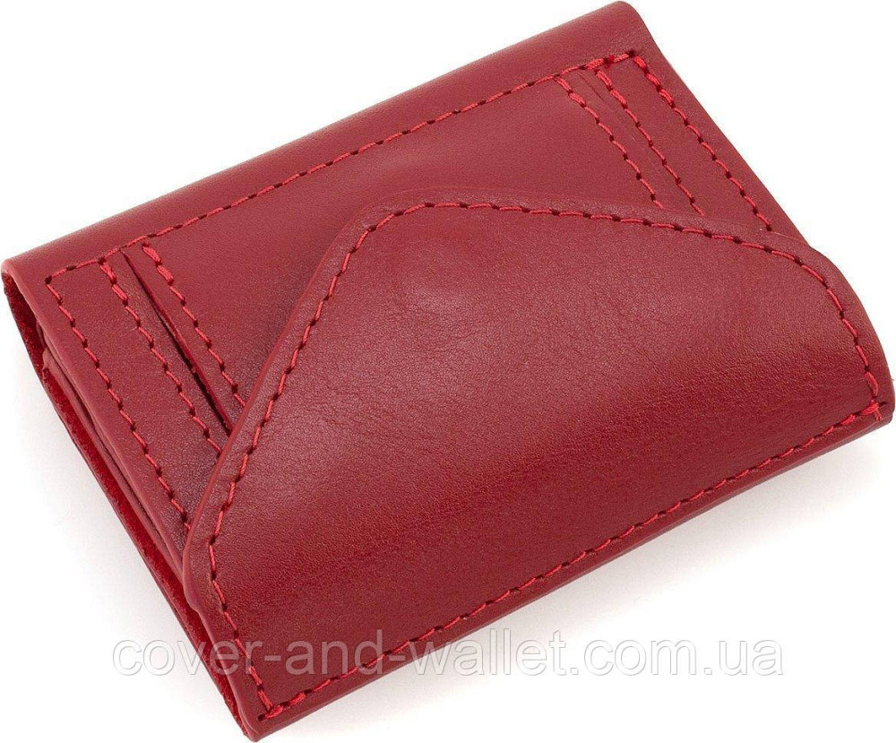 Мініатюрний жіночий гаманець із натуральної гладкої шкіри червоного кольору Grande Pelle Київ - фото 2
