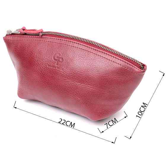 Удобная женская кожаная косметичка GRANDE PELLE 16792 Бордовый Киев