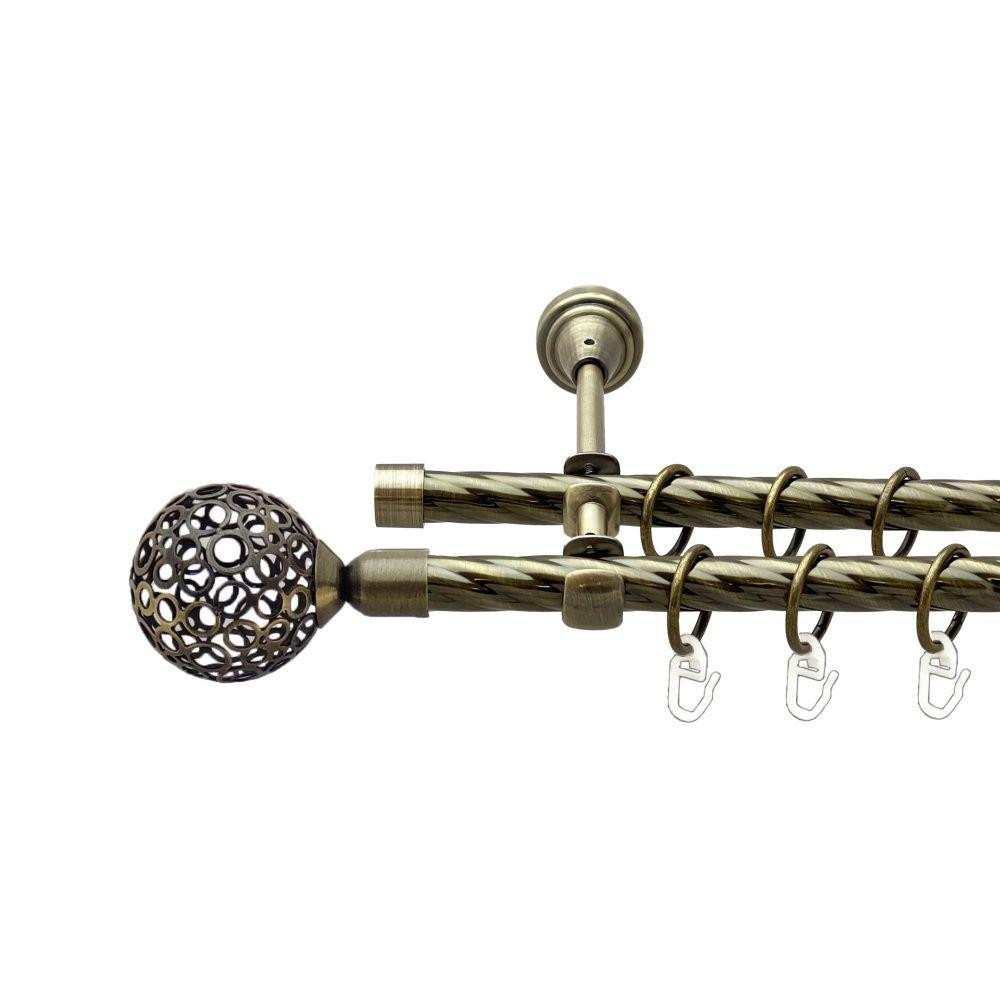 Карниз Orvit Савона металевий дворядний відкритий скручена труба кільце металеве Антик 16\16 мм 200 см (00-00022514) Львів - фото 1