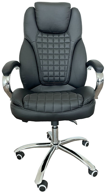 Офісне крісло керівника Tehforward Tesla хром Anyfix Чорний Дніпро - фото 2