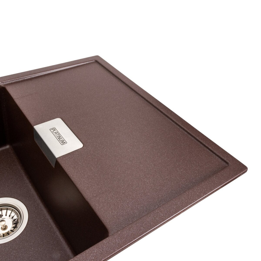 Гранітна мийка для кухні Platinum 8650 DIAMOND матова (мокко) Коломыя - изображение 3