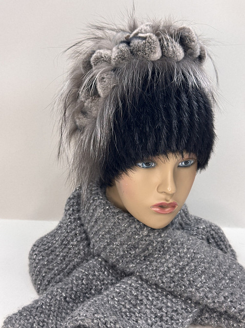 Шапка жіноча хутряна водоспад Мілєна Чорний Харків - фото 11