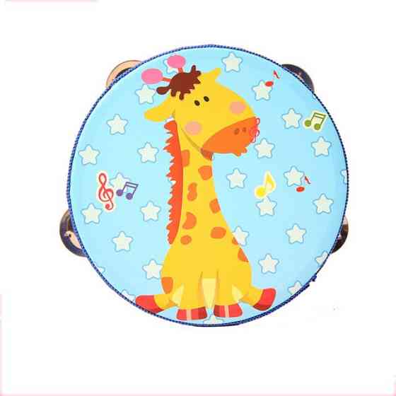 Дерев’яна іграшка Бубен MD 0367-1 діаметр 15 см  Жирафа Вінниця