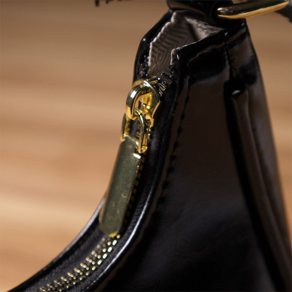 Лакова сумка на плече з екошкіри Vintage sale_15150 Чорний Київ - фото 9