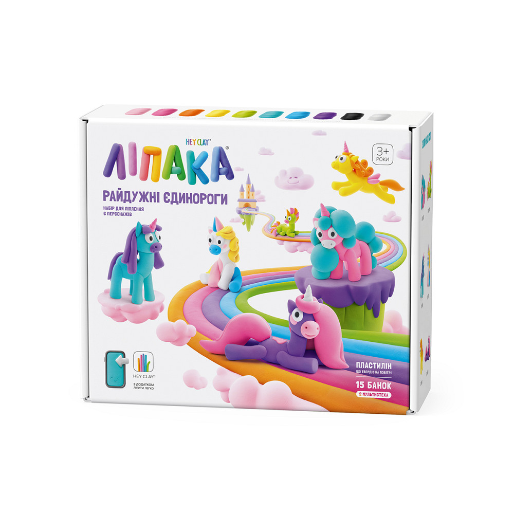 Меганабір пластиліну, що самостійно твердіє, Ліпака - Райдужні єдинороги Дніпро - фото 1